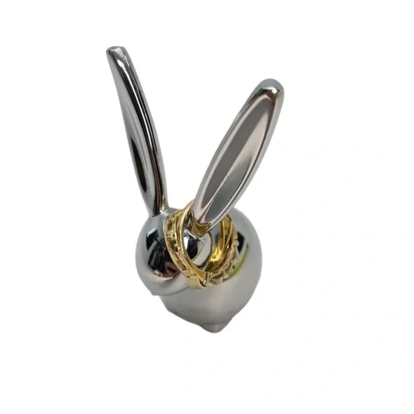Bunny Chrome Rabbit Ring Holder Paperweight - Picture 1 of 11